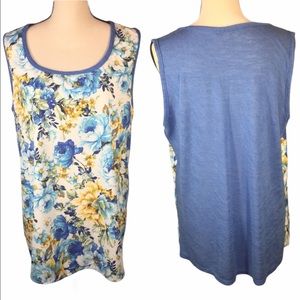NEW Dressbarn Blue Floral Tank Top Size 1X